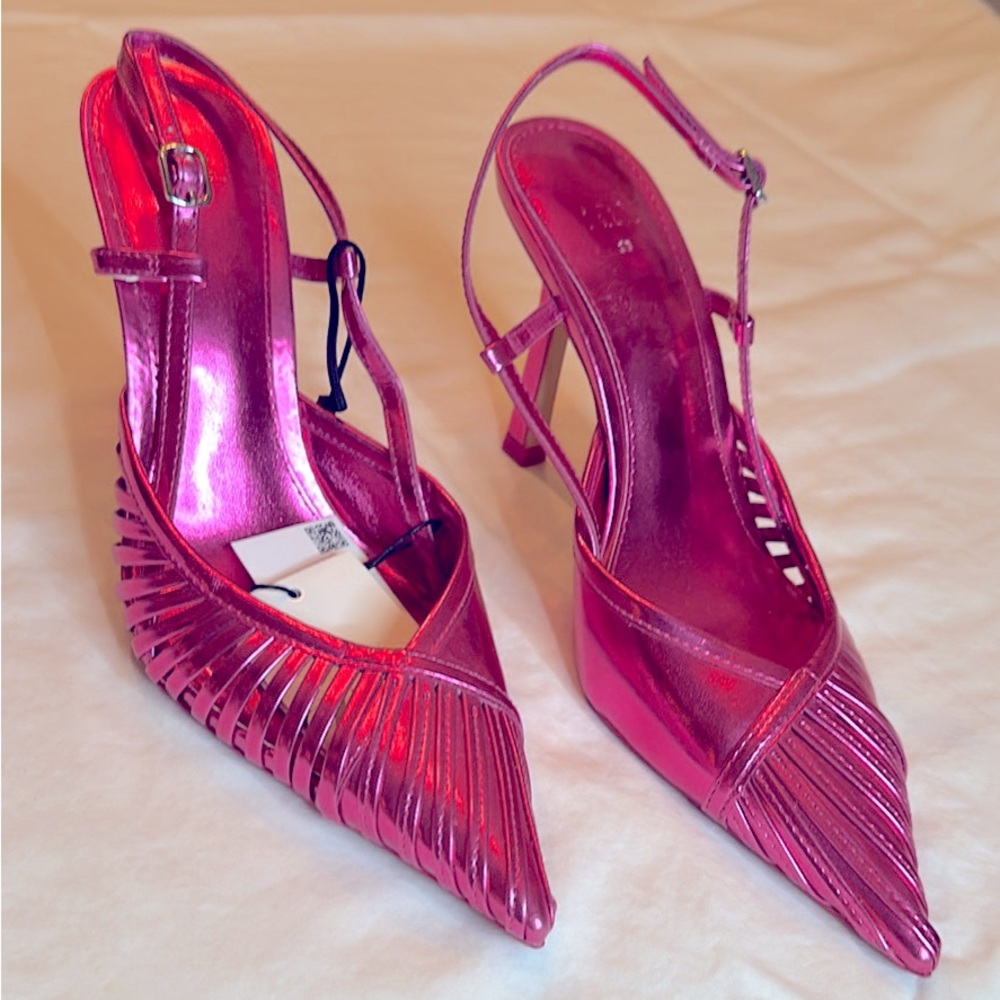 Zara pink chrome heels